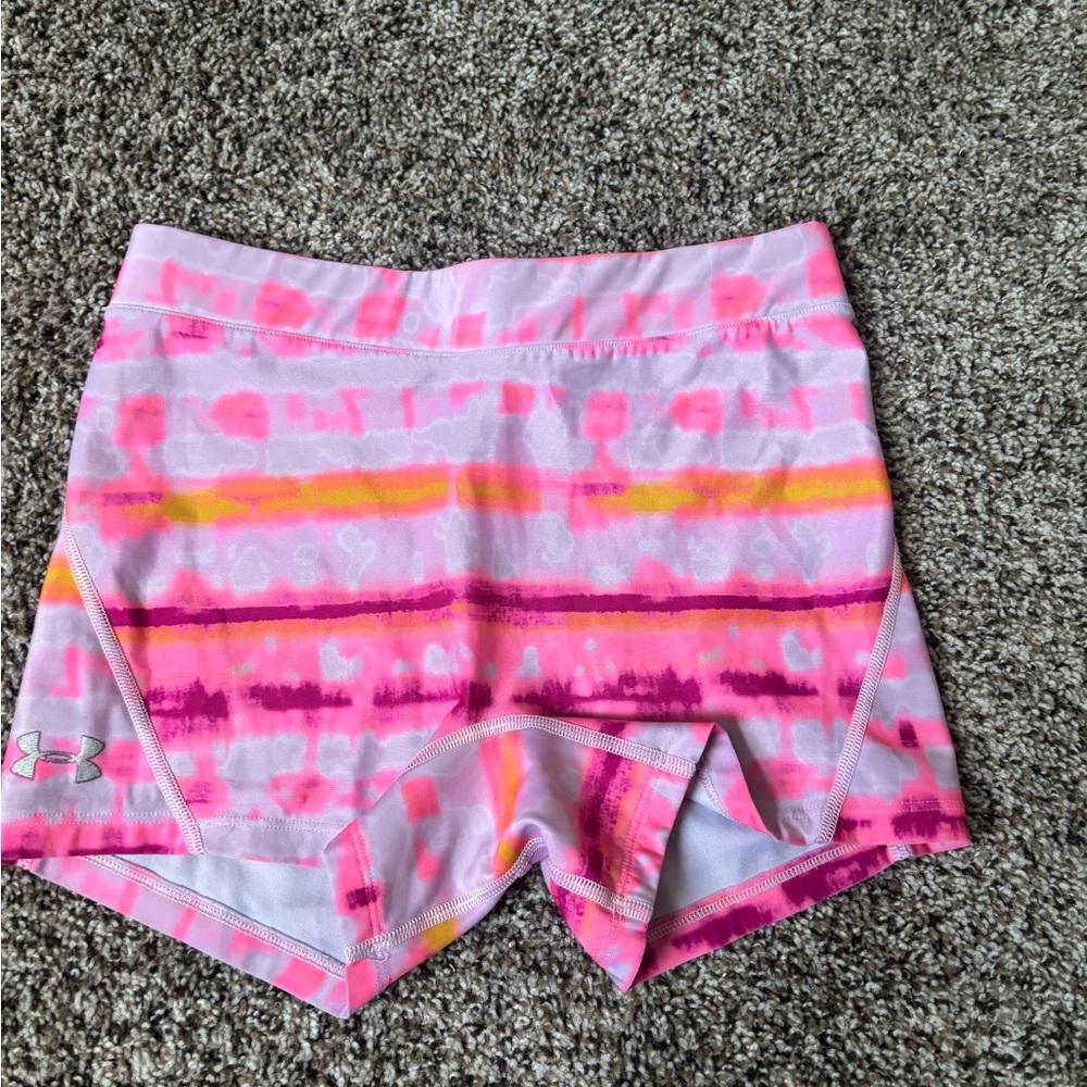 Under Armour Women's Pink and Yellow Athletic Shorts